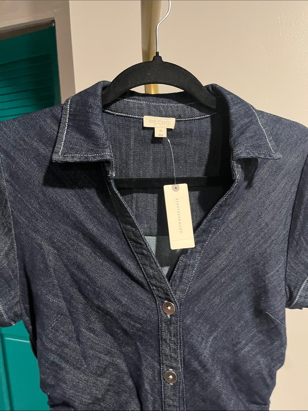 Anthropologie NWT Greer Denim Midi Shirtdress by Pilcro - Picture 6 of 7